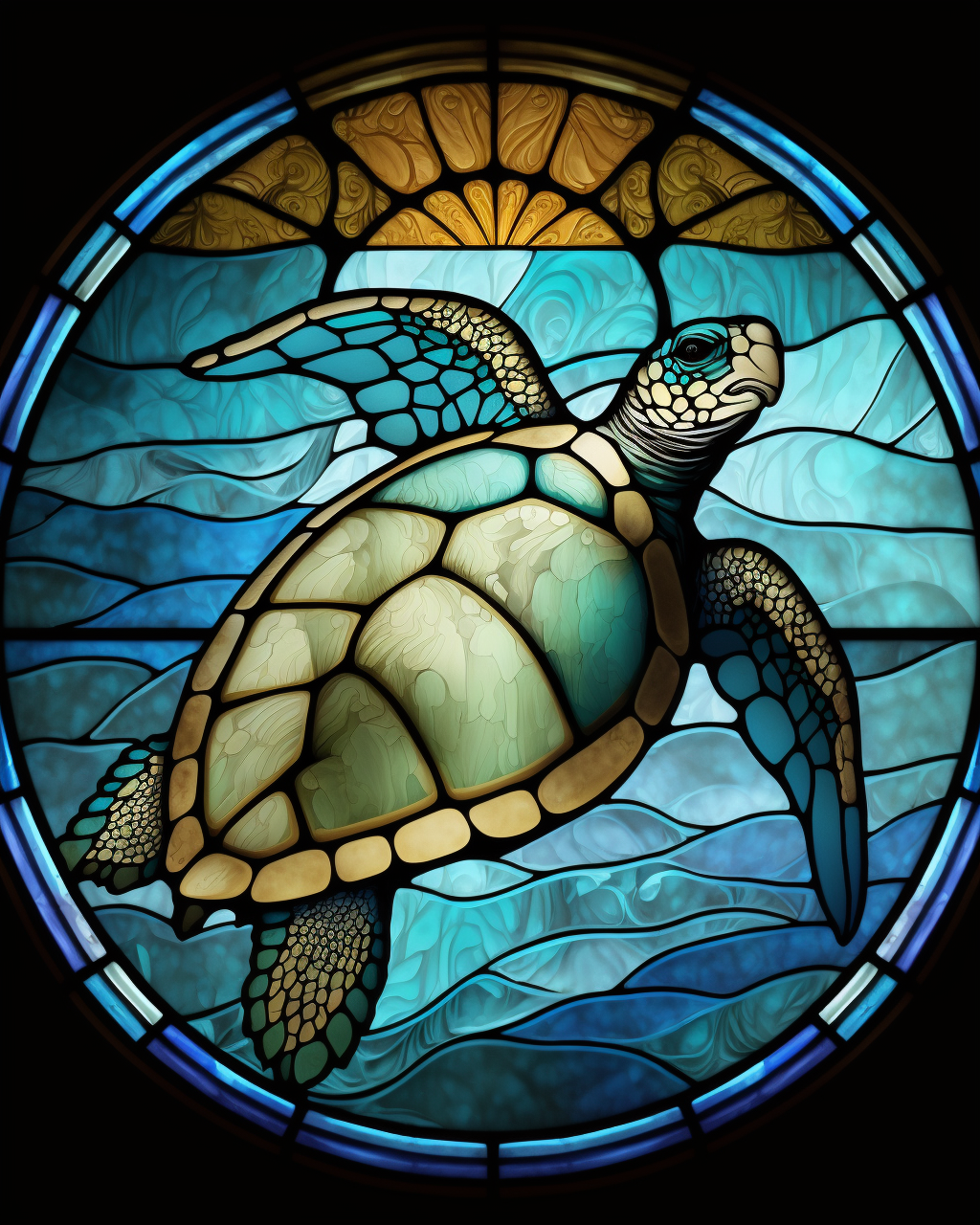 Abstract Sea Turtle Oval Diamond Art Kit