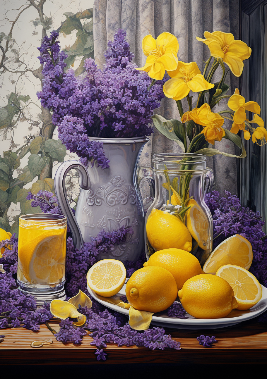 Purple Lilacs And Lemons Diamond Art Kit