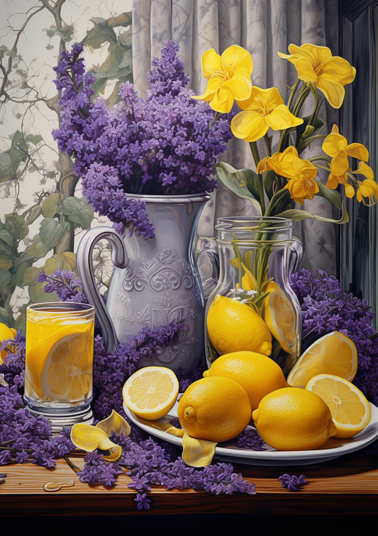 Purple Lilacs And Lemons Diamond Art Kit