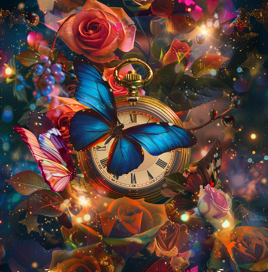 Blue Butterfly Pocket Watch Diamond Art Kit