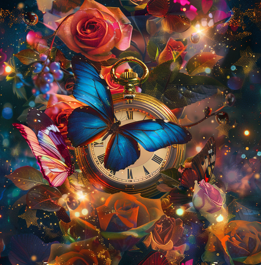 Blue Butterfly Pocket Watch Diamond Art Kit