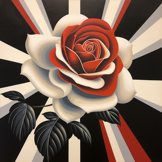 Abstract Red White Rose Diamond Art Kit