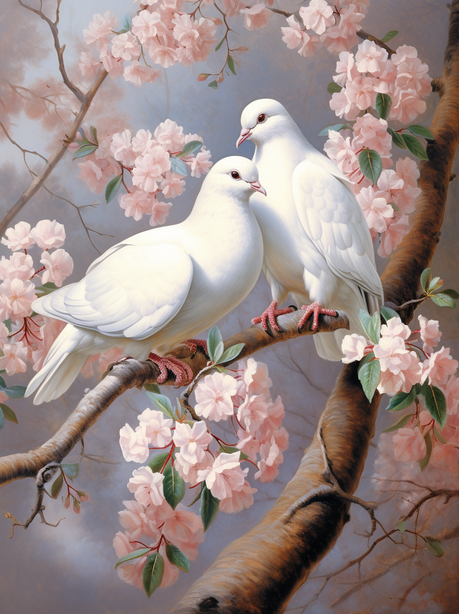 Pink Blossom Doves Diamond Art Kit