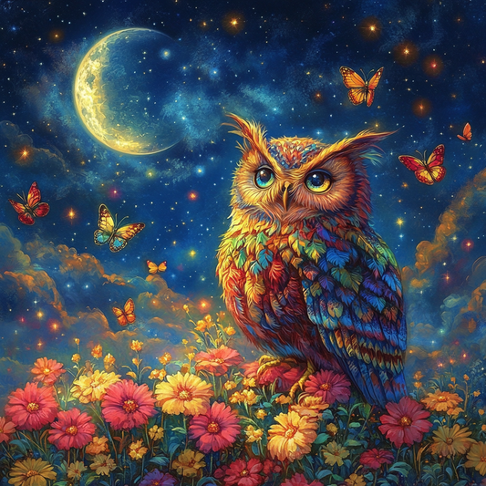 Owl Under The Moon Diamond Art Kit