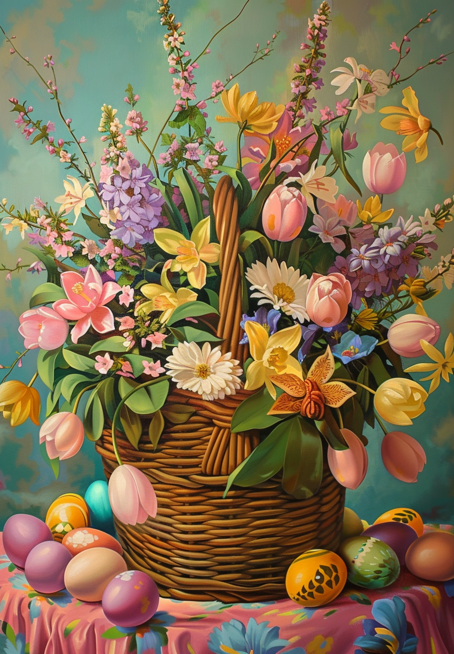 Flower Basket Egg Table Diamond Art Kit