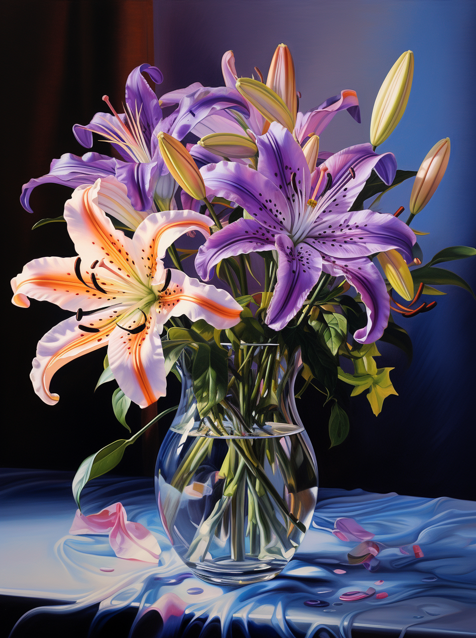 Purple Orange Lilies Diamond Art Kit