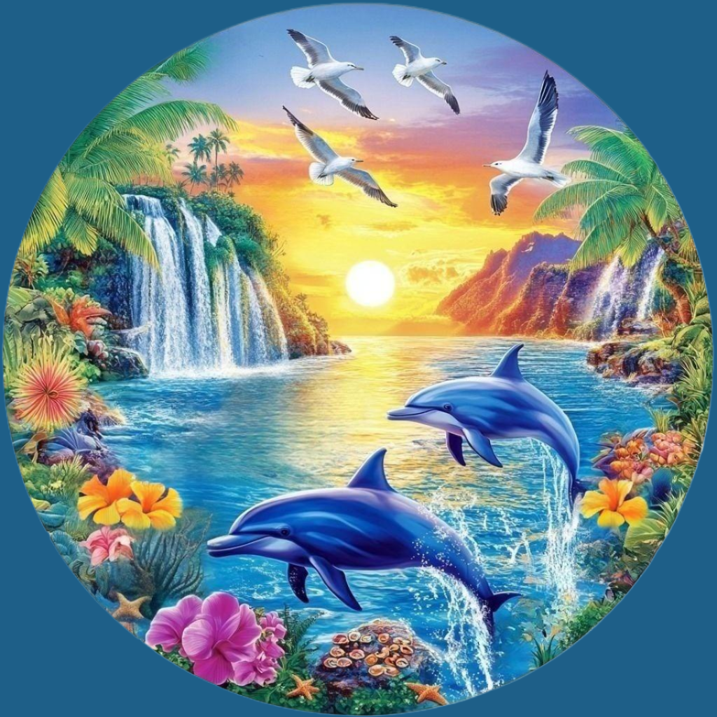 Dolphins And Seagulls Diamond Art Kit