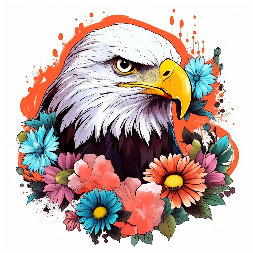 Eagle In Flowers Diamond Art Kit