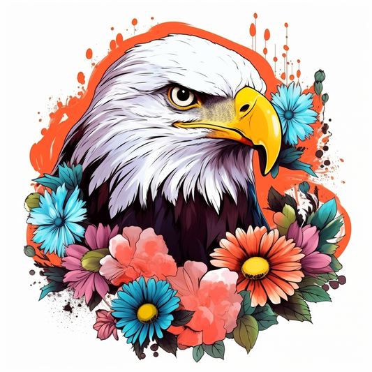 Eagle In Flowers Diamond Art Kit