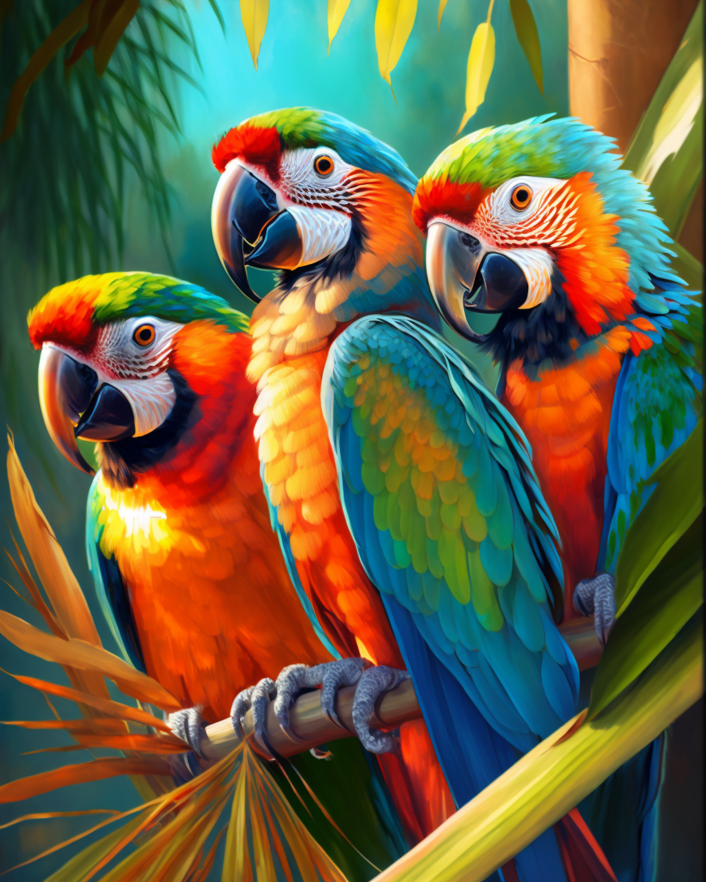 Three Bright Parrots Diamond Art Kit