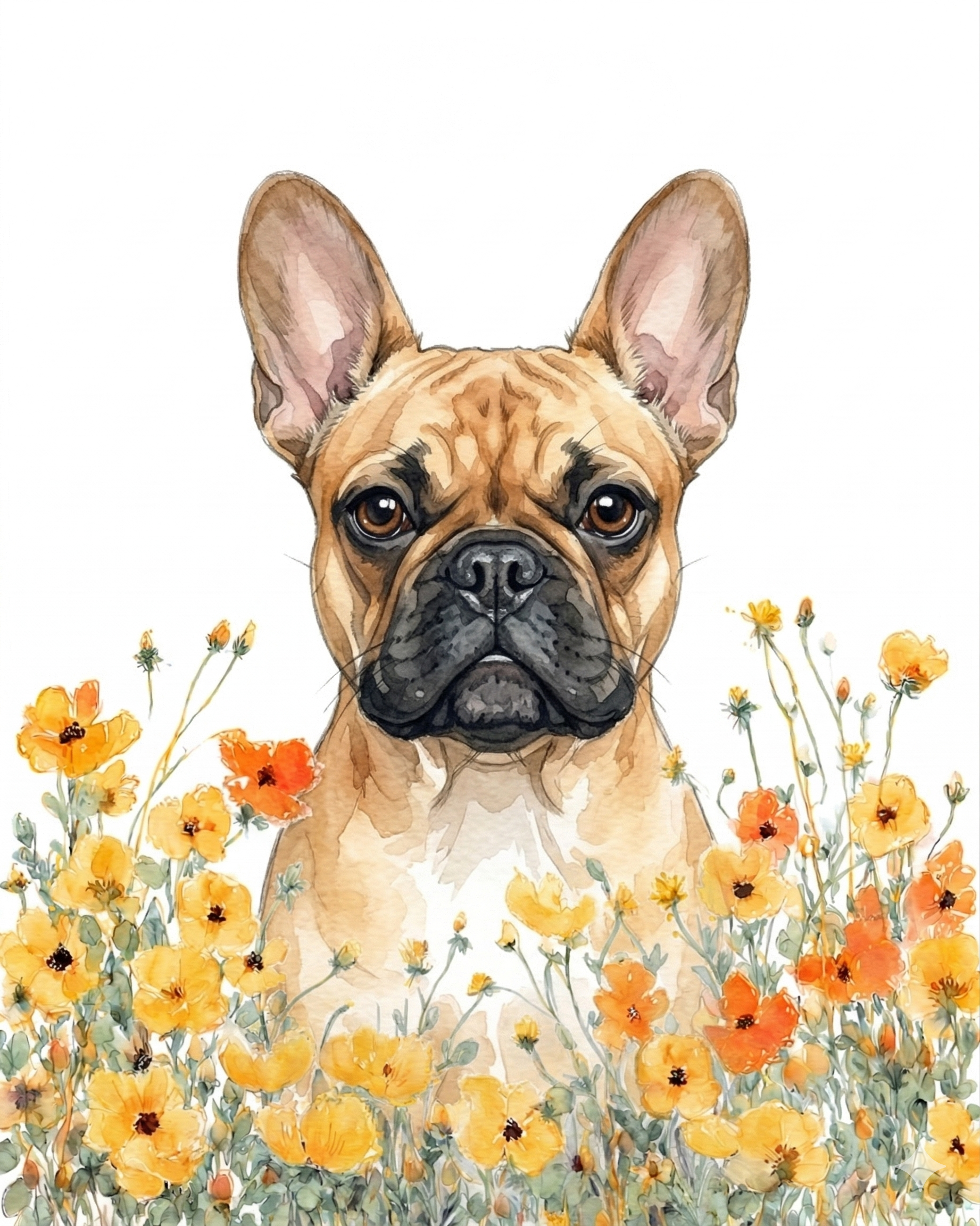 Yellow Poppies French Bulldog Diamond Art Kit