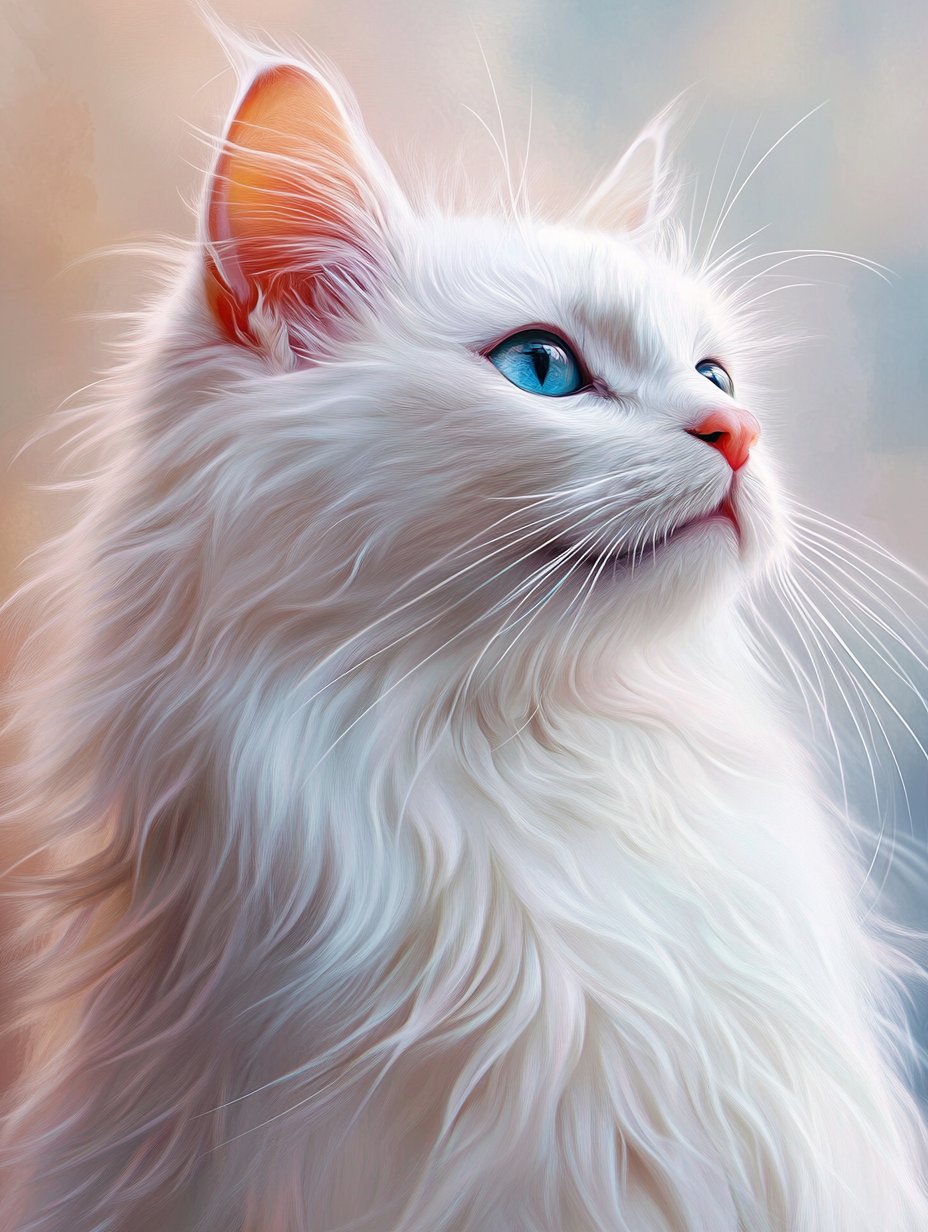 Long Hair White Cat Diamond Art Kit