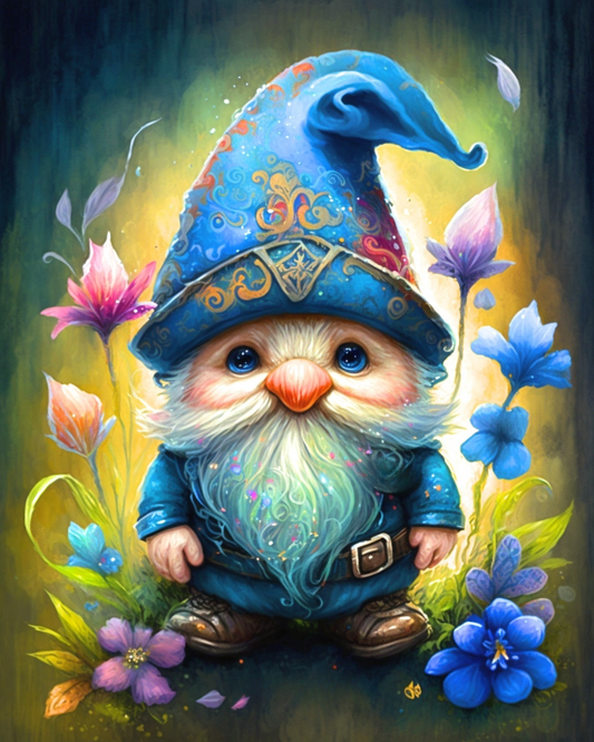 Detailed Blue Hat Gnome Diamond Art Kit