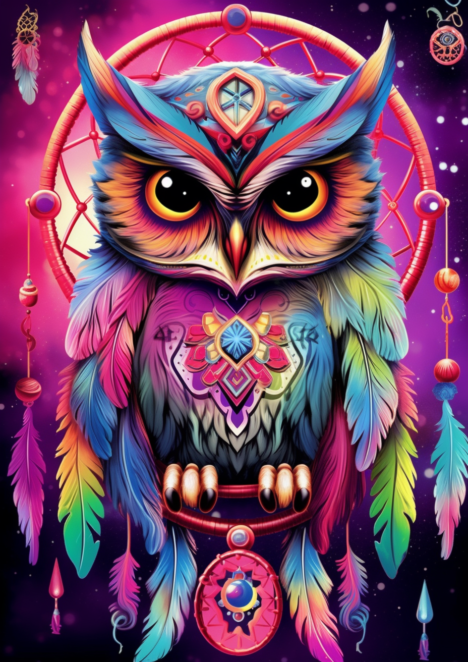 Pink Glow Owl Dreamcatcher Diamond Art Kit