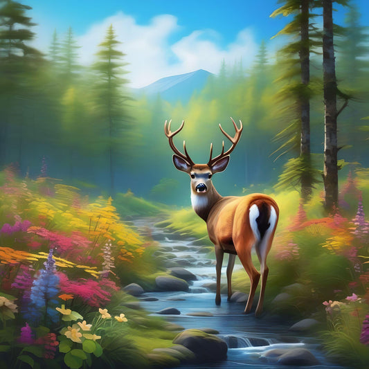 Buck Stream Flowers Diamond Art Kit