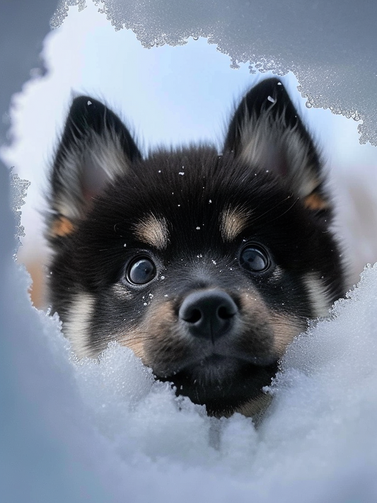 Puppy In The Snow Diamond Art Kit
