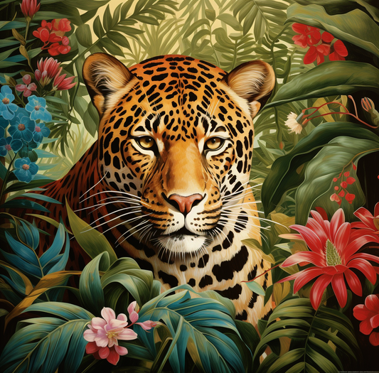 Flowery Jungle Leopard Diamond Art Kit