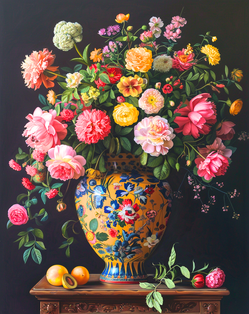 Yellow Pattern Vase Of Flowers Diamond Art Kit