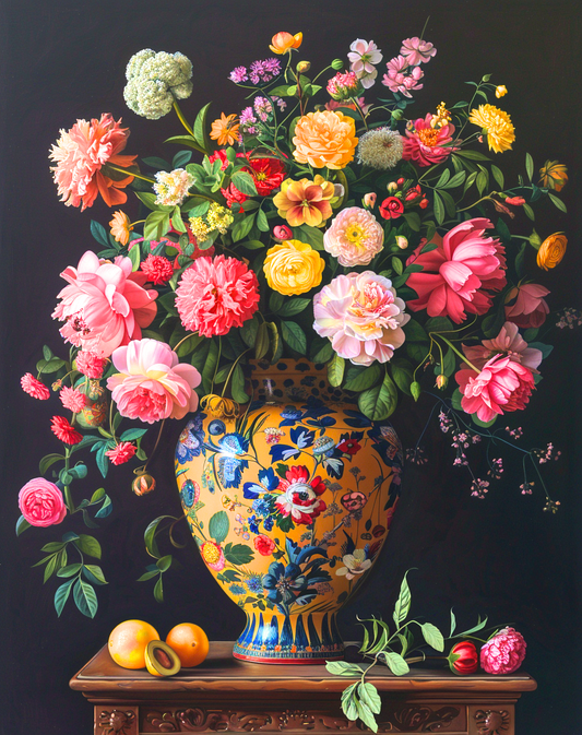 Yellow Pattern Vase Of Flowers Diamond Art Kit
