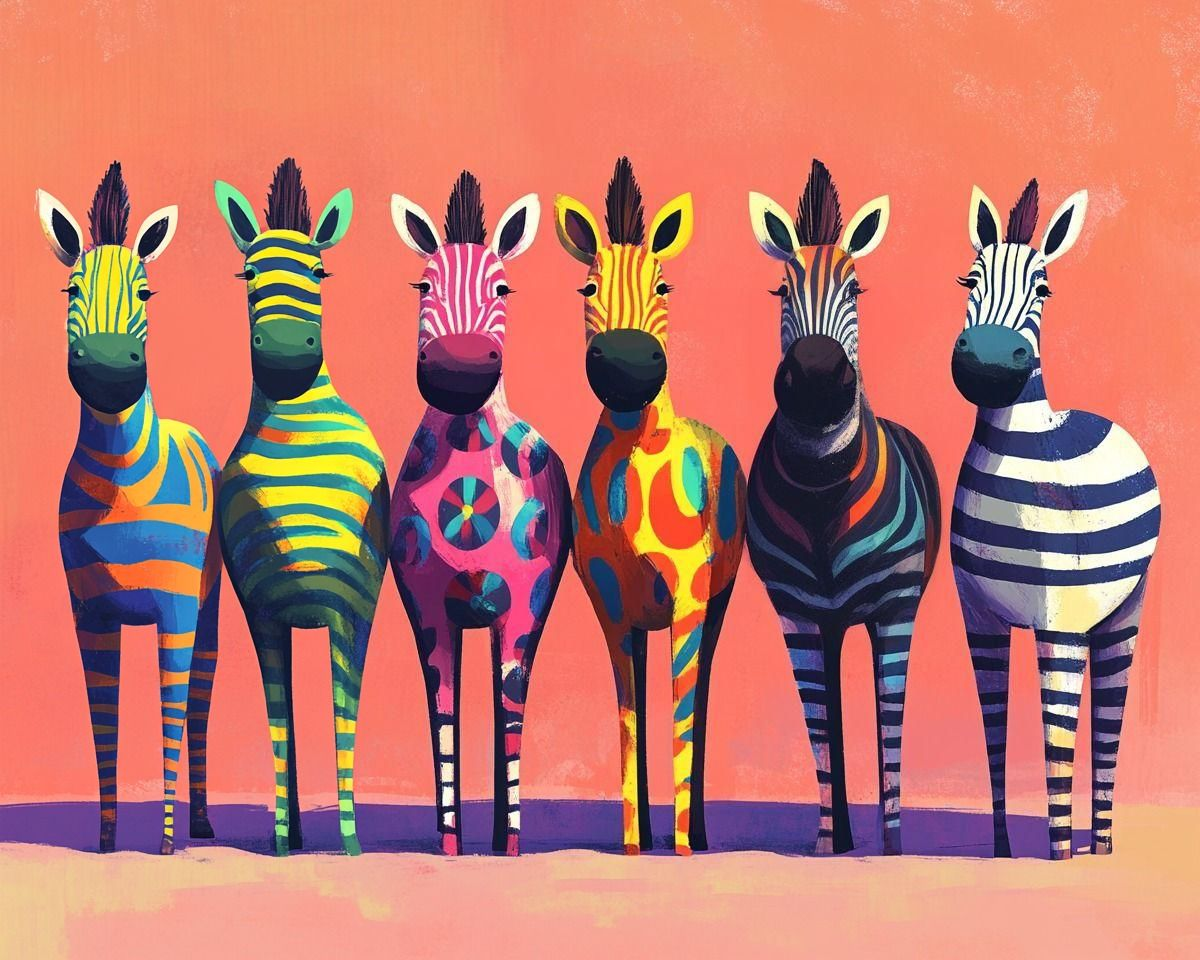 Six Abstract Zebras Diamond Art Kit