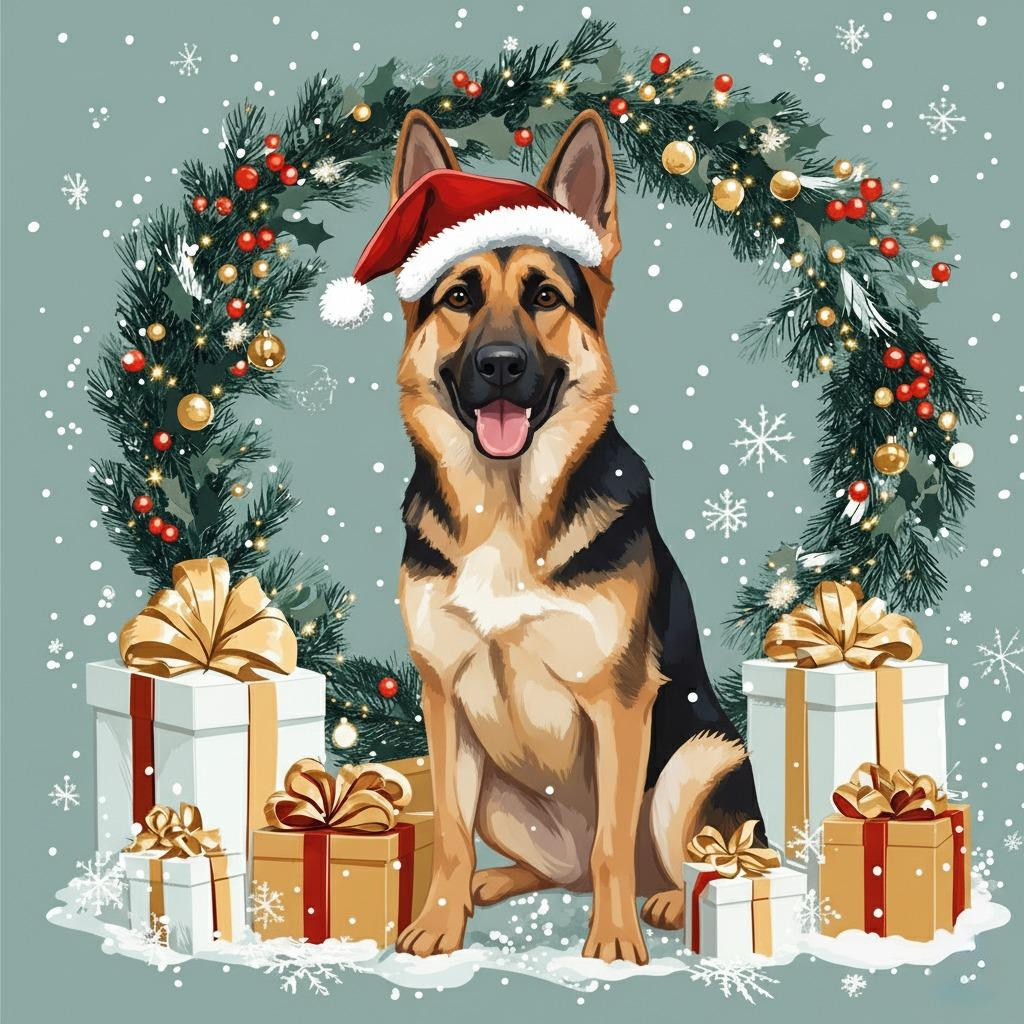 Christmas Arch German Shepherd Diamond Art Kit