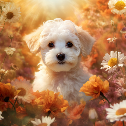 Orange Flower Maltipoo Diamond Art Kit
