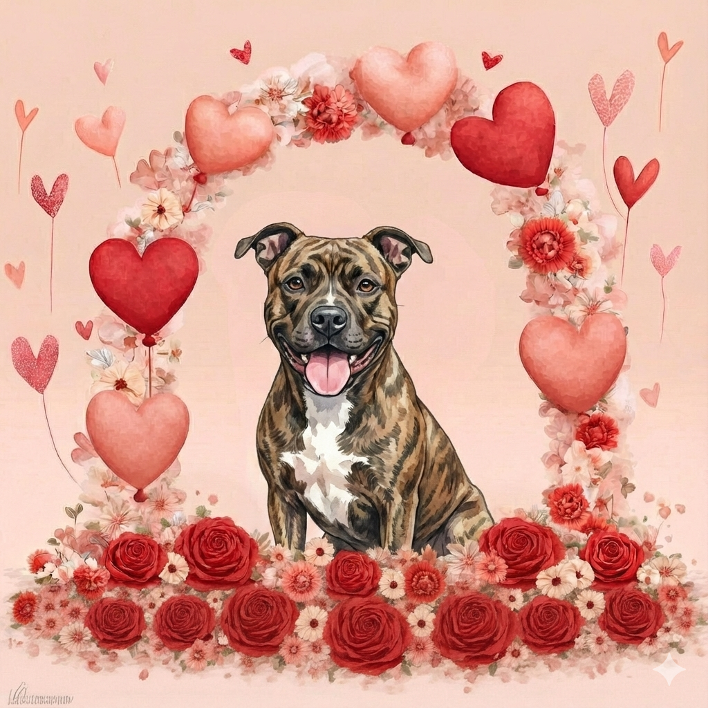 Valentine Arch Brindle Pitbull Terrier Diamond Art Kit