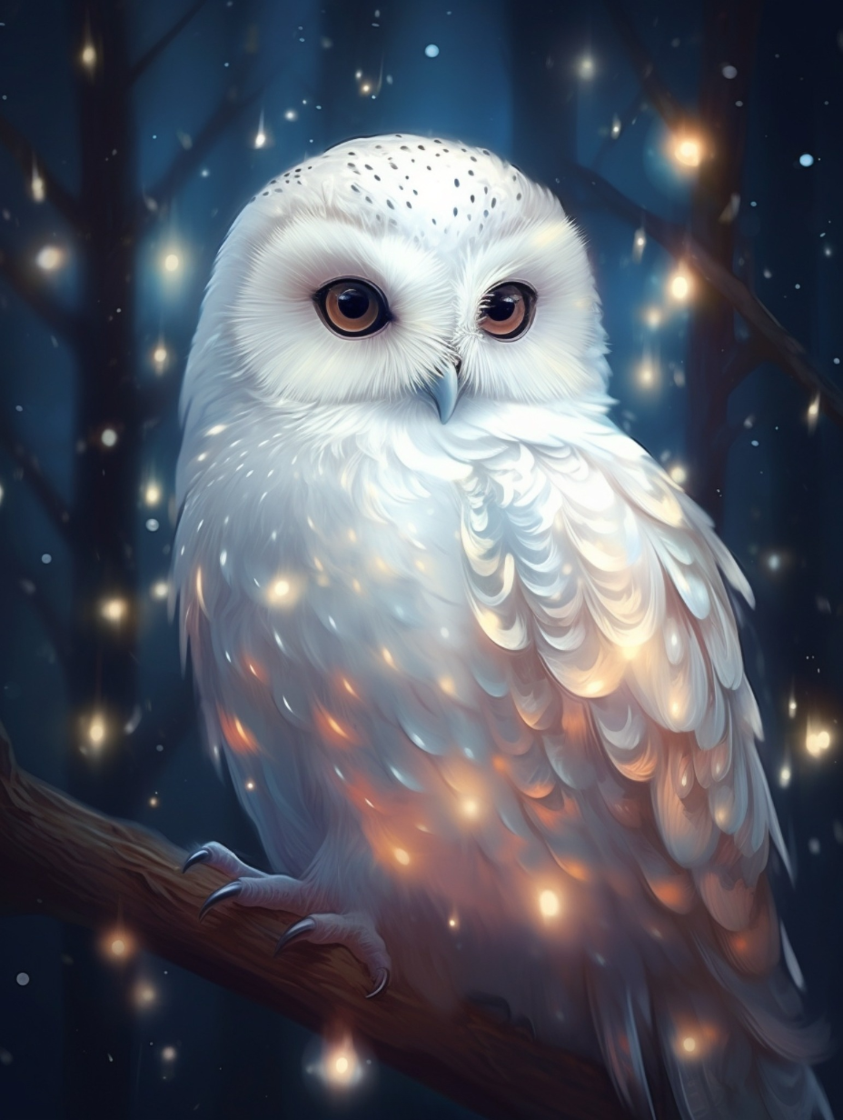 Glowing Light White Owl Diamond Art Kit