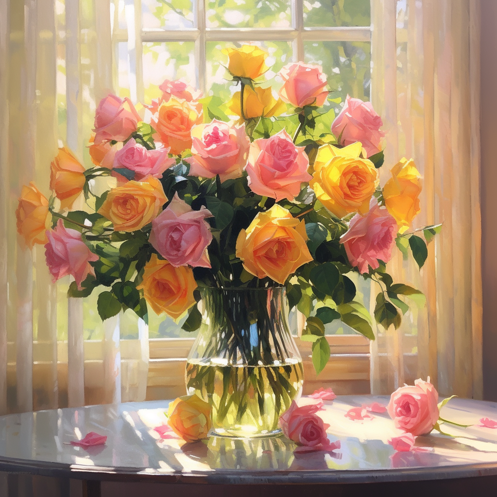 Bunch Of Yellow Pink Roses Diamond Art Kit