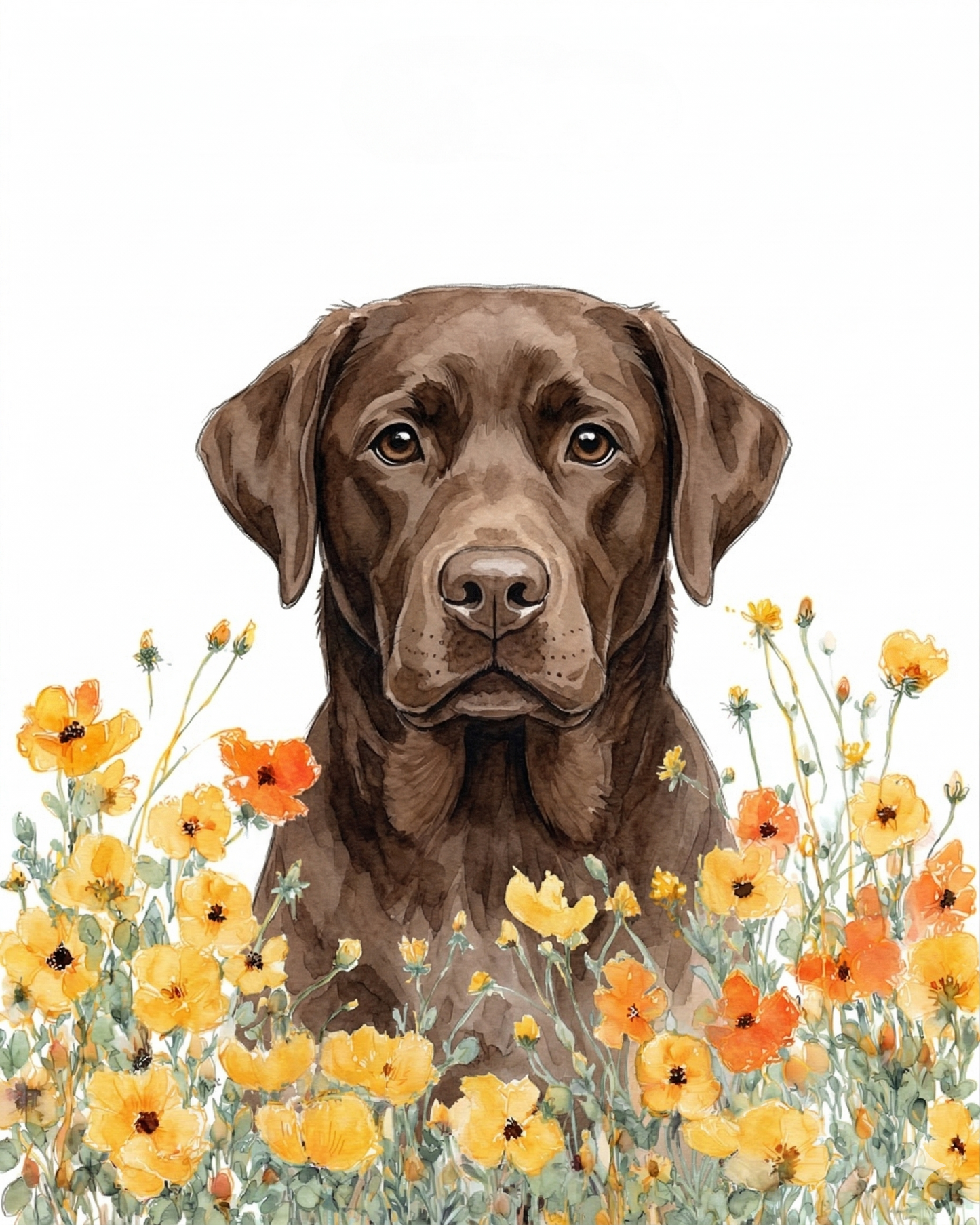 Yellow Poppies Chocolate Labrador Retriever Diamond Art Kit