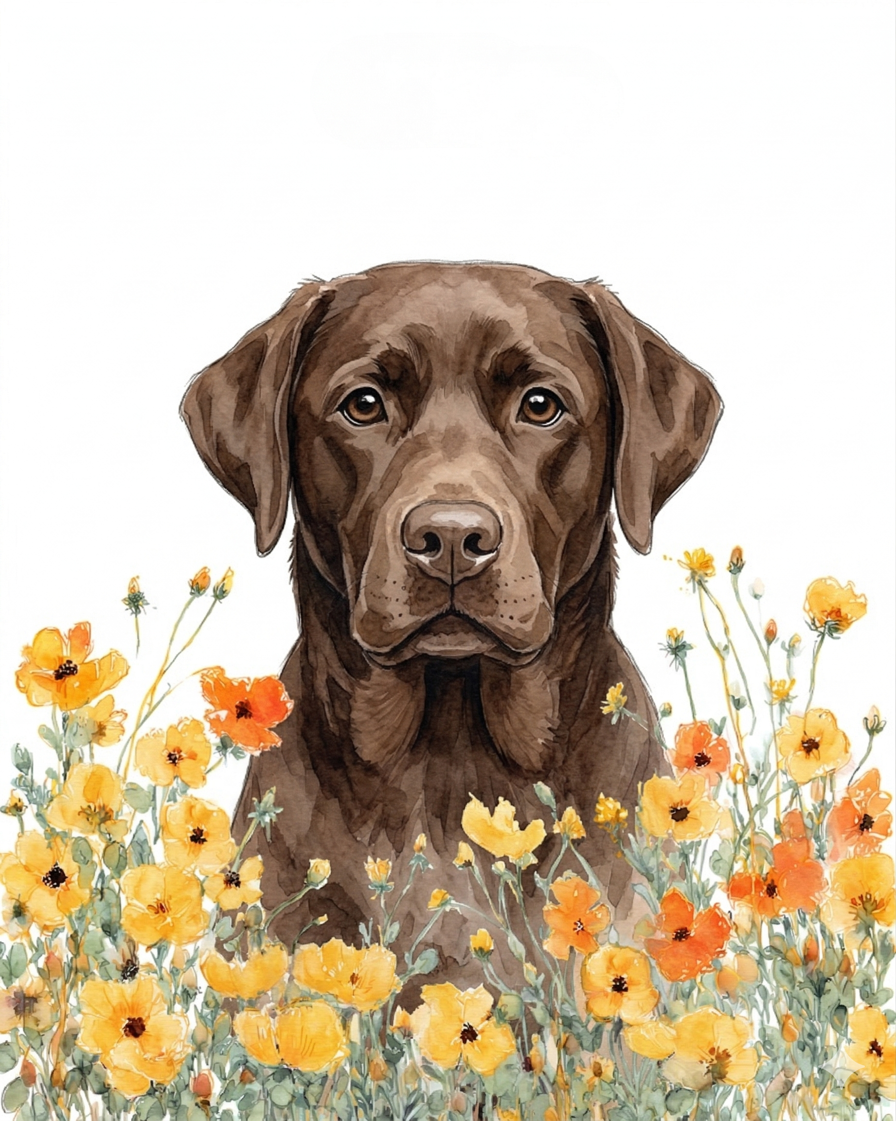 Yellow Poppies Chocolate Labrador Retriever Diamond Art Kit
