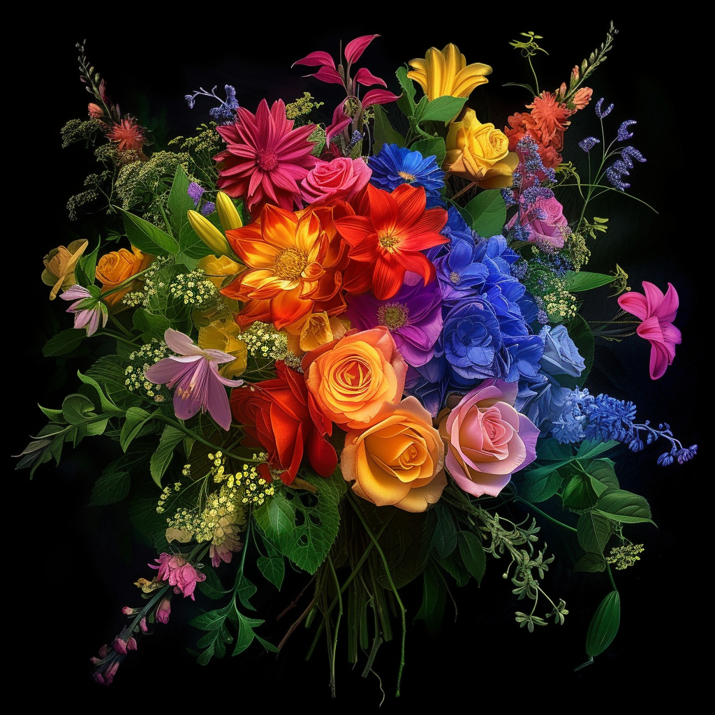Bold Colored Bouquet Of Flowers Diamond Art Kit