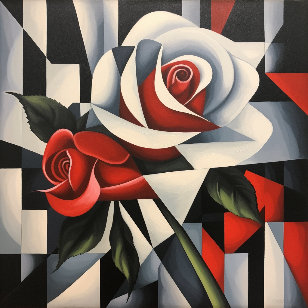 Abstract Red White Roses Diamond Art Kit