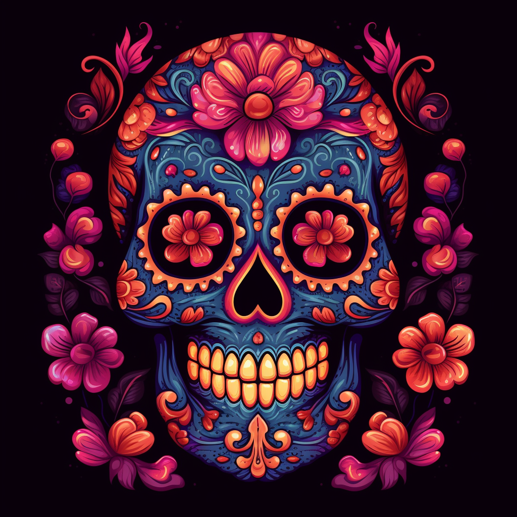 Pink Forehead Flower Skull Diamond Art Kit