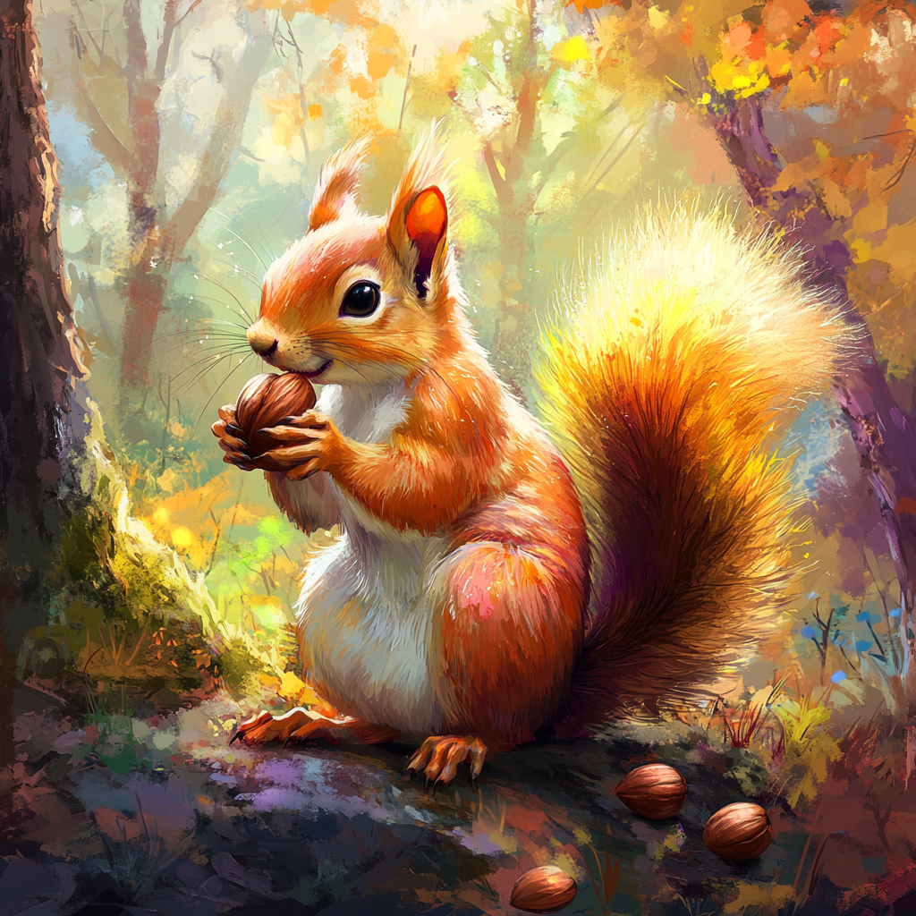 Bushy Tail Squirrel And Nuts Diamond Art Kit