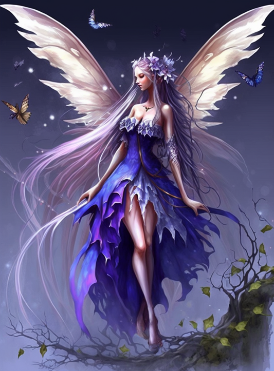 Purple Dress Butterfly Fairy Diamond Art Kit