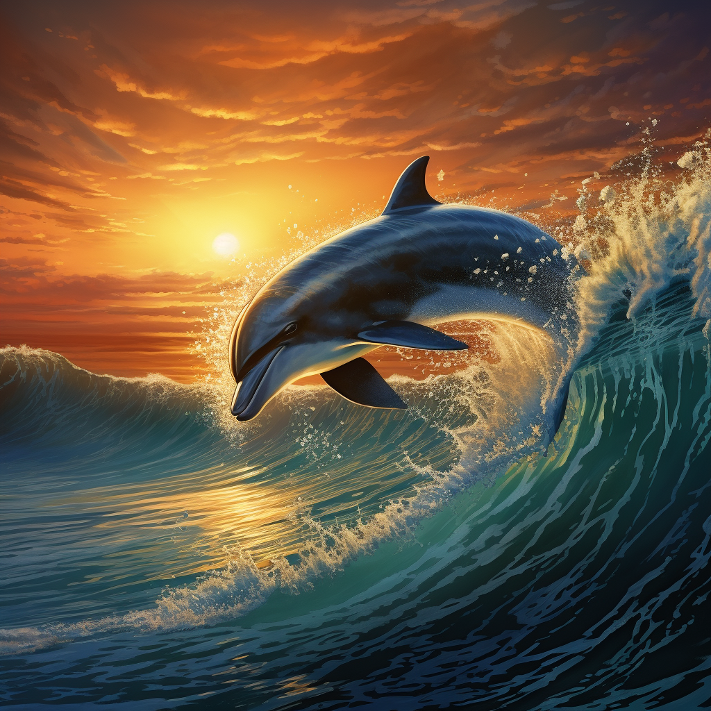 Wave Jumping Sunset Dolphin Diamond Art Kit