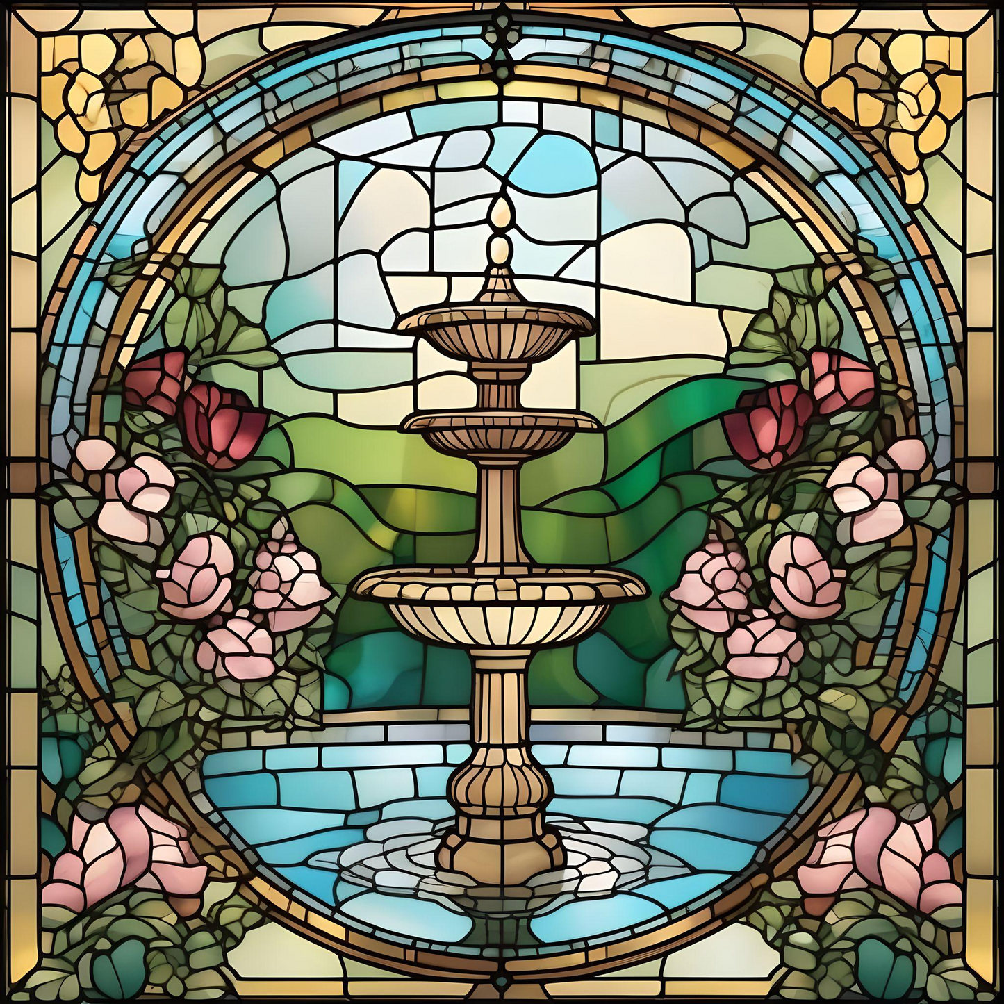 Abstract Three Tier Water Fountain Diamond Art Kit