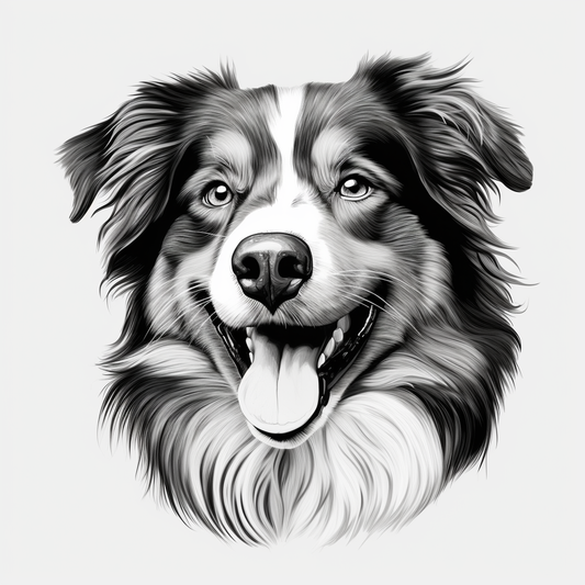 Black White Australian Shepherd Diamond Art Kit