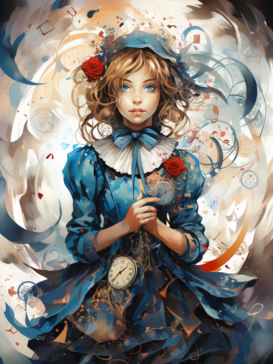 Blue Bow Clock Girl Diamond Art Kit