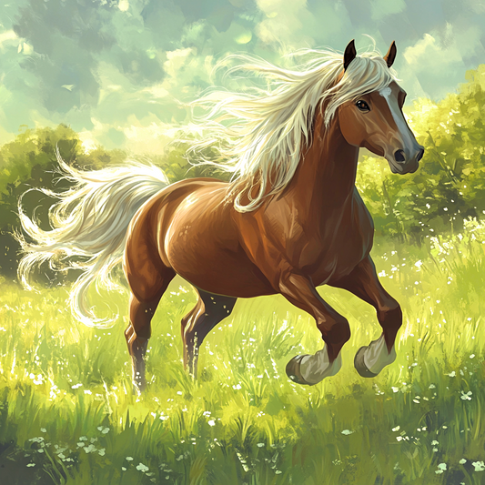 Brown Horse Meadow Diamond Art Kit