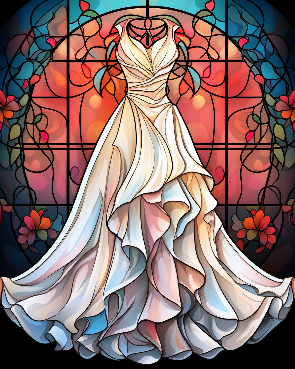 White Swirling Wedding Dress Abstract Diamond Art Kit