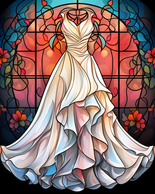 White Swirling Wedding Dress Abstract Diamond Art Kit