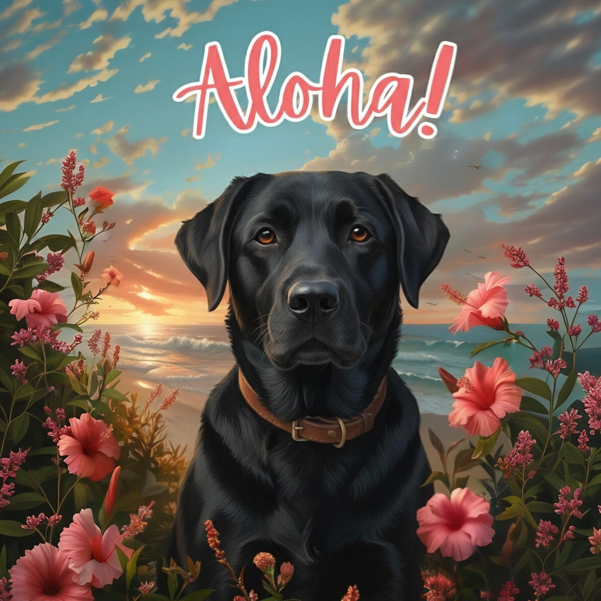 Aloha Black Labrador Retriever Diamond Art Kit