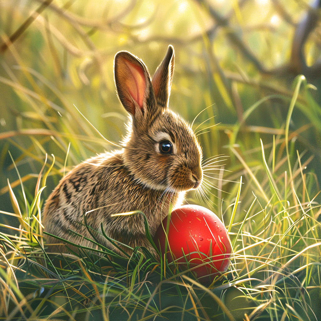 Brown Bunny And Red Easter Egg Diamond Art Kit