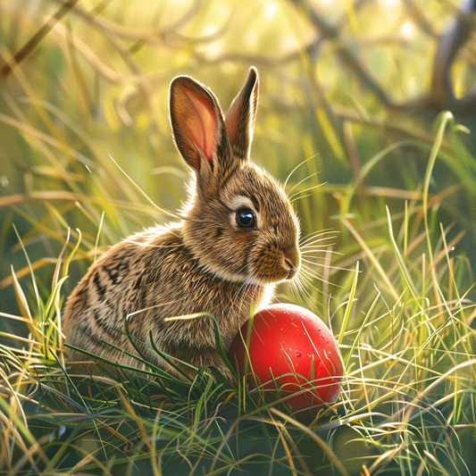 Brown Bunny And Red Easter Egg Diamond Art Kit