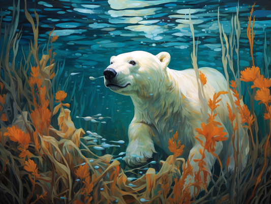 Water Plants Polar Bear Diamond Art Kit