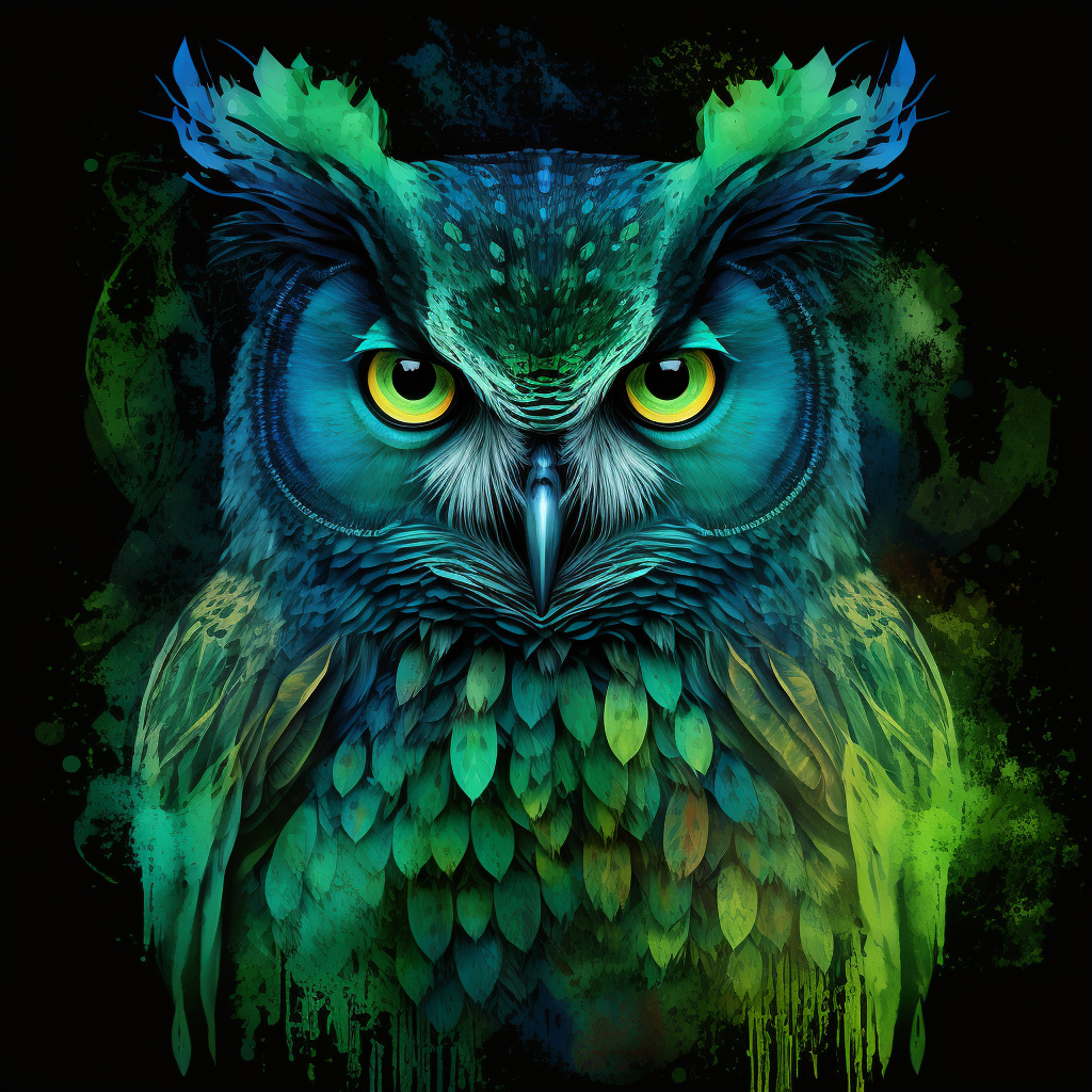 Green Blue Owl Diamond Art Kit