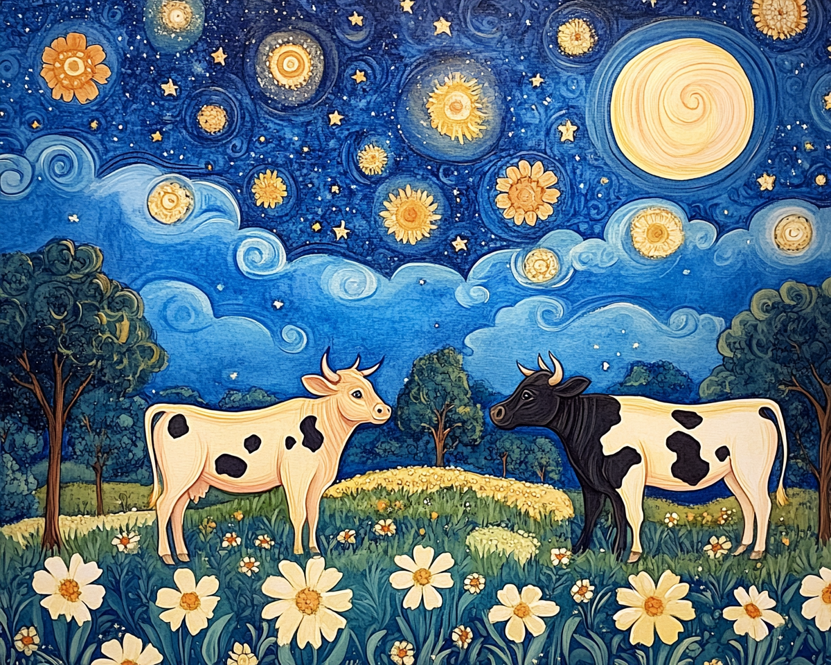 Starry Sky Cow Abstract Diamond Art Kit