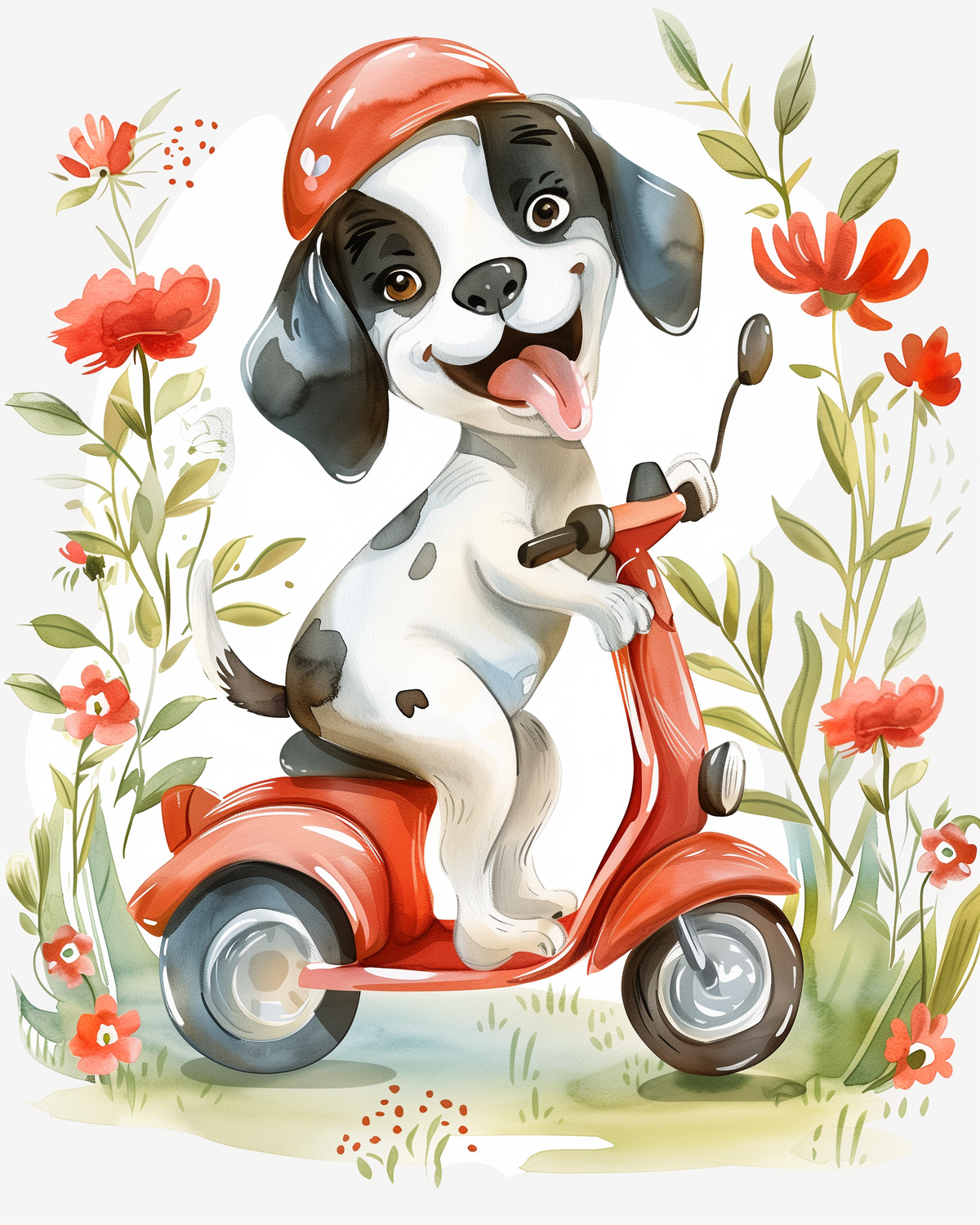 Puppy On A Scooter Diamond Art Kit